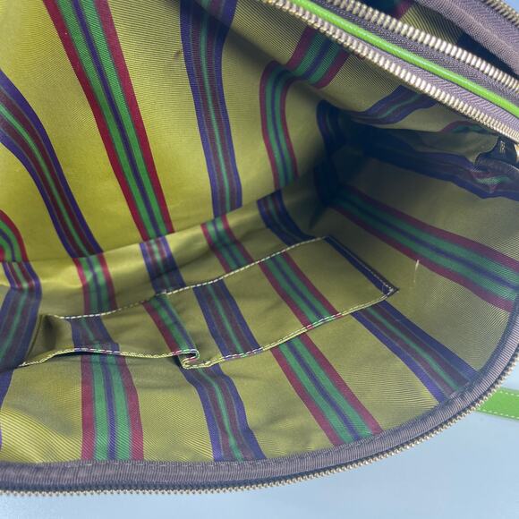 Etro Tote Crossbody Bag Green Brown Paisley Leather Made In Italy - Picture 5 of 8